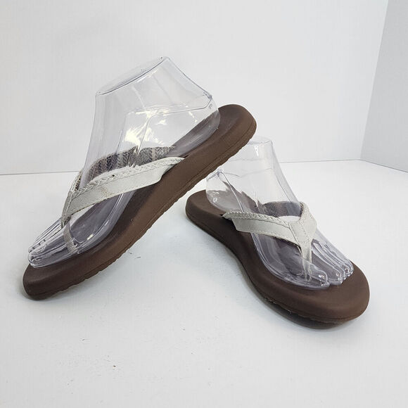 Flojos Women's Maddy Memory Foam Flip Flop‎ Sandals IVORY/TAN Women's SZ 8 - Picture 1 of 8